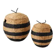 2pc Jiggle & Giggle Bus Basket Storage Home Organiser Water Hyacinth Natural
