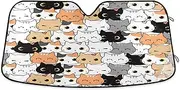 Cartoon Animal Cat Kitten Car Windshield Sun Shade, Auto Sun Visor for Car Front Window Foldable Sun Shield Cover Blocks UV Rays Heat Protection to Keep Vehicle Cool (53" x 23.5"), S