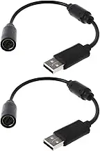 2 Pack Replacement Dongle USB Breakaway Cable for Xbox 360 Wired Controllers, Extension Adapter Cable for Xbox 360 (2, 2 Pack Black)