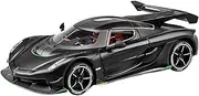 Finished Scale Model 1:24 for Koenigsegg Jesko Simulation Alloy Car Model Pull Back Sound Light All Doors Openable Vehicle Model Presents Ornaments(Black)