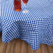 Country Kitchen Dining Table Cloth BLUE GINGHAM Tablecloth 180cm Round