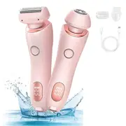 Epilator Painless Hair Removal Home 2 in 1 Electric Shaver Razors for Women Bikini Trimmer for Pubic Hair Wet & Dry,A Pink