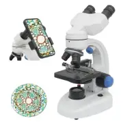 40X-2000X Binocular Biological Microscope LED Lamp Phone Clip Student Experiment