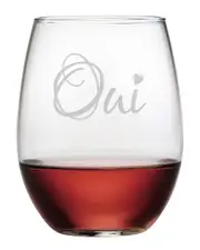 Susquehanna Glass Oui Set of 4 Stemless Wine Glasses
