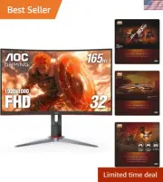 C32G2 32" Curved Frameless Gaming Monitor FHD, 1500R Curved VA, 1ms, 165Hz, F...