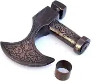 Designer Antique Brass Finish Viking Axe Head Handle Only for Walking Stick Cane