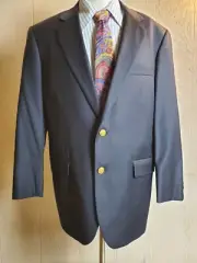 Brooks Brothers Madison Makers Blazer 41 R Black Loro Piana Wool Gold Buttons