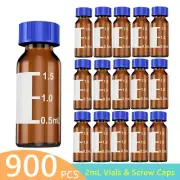 900pcs 2ml Autosampler Vials HPLC 9mm Blue Screw Caps White Write Area Lab Glass