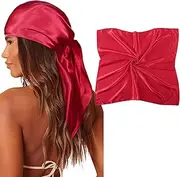 [AWAYTR] 35" Large Square Satin Head Scarf - Silk Hair Scarf Square Hair Bandanas Large Scarf Sleeping Head Wraps for Women