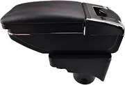 Car Armrest Center Centre Console Storage Box Arm Rest Rotatable, for VW, for Golf Mk6 2008-2014, for Vento, for Jetta Mk5 2006-2011 Vehicle Armrest Storage Box(Red Thread)
