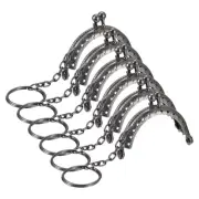 Metal Purse Frames, 2" 6Pcs Kiss Lock Clasp Frame for Coin Purse DIY, Dark Grey