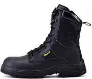[SAFEYEAR] 'Men's Military Tactical Boots 8'' Steel Toe Work Safety Boots with Side Zipper Lightweight Army Combat Boots'