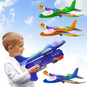 3 Pack Foam Airplane Launcher Toys, 2 Flight Mode Glider Plane,Kids Flying Toy,3