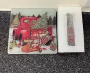 Holiday Red Truck Cutting Board and Spreader Set