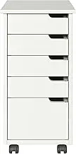 Jela Original Euro Roll Cart, Solid Wood, 4+1 Drawer Narrow Drawers Roll Carts, White
