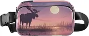[XYMZR] Fanny Pack Moose Landscape Purple Hip Bag Belt Bag for Women Man Fashion Waist Pack Water-repellent Crossbody Bag for Halloween Costumes Running Hiking Jogging Travel Sport, Multi-colored, one