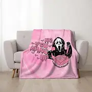 50''x 60'' Funny No You Hang Up Pink Horror Ghost Fleece Throw Blanket - Cozy Lightweight Thick Blanket - Soft Fuzzy Plush Blankets Throws- Halloween Day Gifts for Bedroom Bed Sofa
