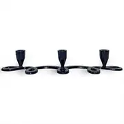 Handcrafted Twisted Triple Black Matte Aluminium Candle Holder Home Decor Accent Piece NEW
