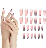 Nails With Bows - French False Nails | Press On Nails With 3D Bow, 24 Pieces 3D Artificial Nails Press On, Manicure Stickers, Homemade Fake Fingertip, French Style, Glue On False Accessories For Kids