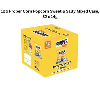 12 x Proper Corn Popcorn Sweet & Salty Crisp Vegan Chips Snack Pack 32x14g
