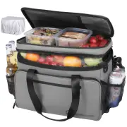 WARMOUNTS Soft Cooler Bag Insulated 48 Cans w/ Insulating Cover, Upgraded Leakproof Camping Cooler Bag 2 Compartment for