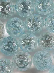 Bulk 14mm Snowflake Glass Marble Players Pk 50 Light Blue w White Frit (.55")