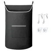 XL Hanging Laundry Hamper Bag Door Hanging Hamper with Large Openging Black