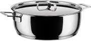 Alessi A Di,AJM102/28"POTS & PANS", Low casserole with two handles in 18/10 stainless steel mirror polished,5 qt 27 oz,Silver,large
