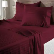 1000 OR 1200 Thread Count Egyptian Cotton Sheets Wine Stripes Select Item