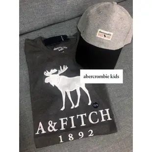 abercrombie&fitch boy logo graphic tee 經典麋鹿logo刺繡圓領短袖T-深灰