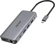 Acer 12-in-1 USB-C hub - (USB-C, USB Power Delivery, USB 3, HDMI, DisplayPort, microSD, Ethernet)