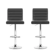 Artiss Arne Set of 2 Grey PU Leather Bar Stools
