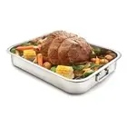 Robust Stainless Steel Roasting Tray with Rack for Baking and Oven Use