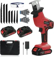 Cordless Reciprocating Saw, 2.0Ah Battery X2, Cordless Variable Speed, Blades Ki