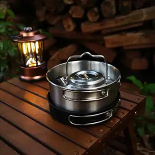 【Chill Outdoor】CLS 露營不鏽鋼鍋具 三件套組(鍋具組 露營鍋具 茶壺 登山鍋具 鋁鍋 餐具 碗)