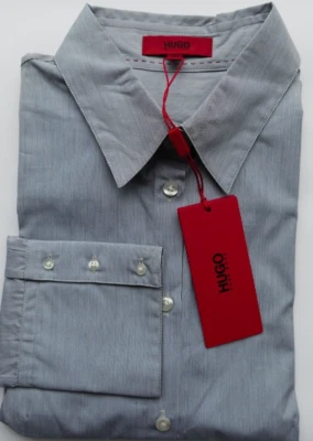 New HUGO BOSS womans ladies grey striped smart casual cotton blouse shirt 8 38