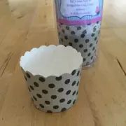 Cupcake Case Baking Cup Grey W Black Polka Dot For Party Cupcakes Muffins Pk24