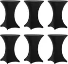 6 Pack 30X42 Inch Highboy Spandex Cocktail Table Covers Black, Cocktail Table Ta
