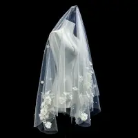 在飛比找ETMall東森購物網優惠-新娘結婚主婚紗頭紗超仙森系蕾絲花朵頭紗領證登記婚禮拍照頭紗