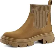 PIZZ ANNU Women's ClEARY Fashion Chelsea Boots Platform Lug Sole Combat Casual Elastic Chunky Heel Ankle Booties Shoes