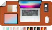 Leather DeskPad Dual Side Office Desk Mat 31.5"x15.7" Brown Silver