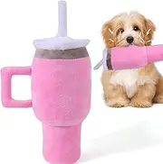 Mity Rain Funny Tumbler with Handle Cup, Interactive Squeaky Dog Toys for Small/Medium/Large Dogs (1 Pink)