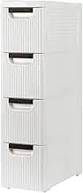 Dresser Storage Drawer Units Narrow Rolling Storage Cabinet Plastic 4 Drawer Storage Cart on Wheels, Standing Shelf Units for Bathroom Bedroom Office Kitchen Living Room (4-Drawer)