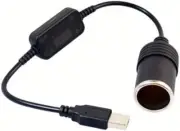 5V USB to 12V 10W Cigarette Lighter Socket USB Male to Female Cigarette Light...
