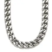 Stainless Steel Chisel Polished 24 Inch Heavy Wheat Necklace