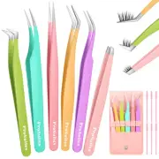 6pcs Eyelash Tweezers Lash Extension Tweezers for False Lashes,Christmas Gift...