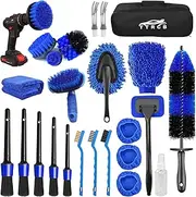 TTRCB 26Pcs Car Detailing Brush Set,Car Detailing Kit,Car Detailing Brushes,Car Cleaning Kit,Car Windshield Cleaning Tool,Professional Car Care kit - Car Wash Brush kit for Interior Exterior Wheels