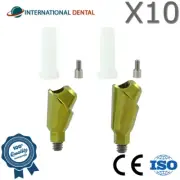 10x Dental Angulated Multi Unit 1.4 Plastic Sleeve Set Slim Platform 45° Int Hex