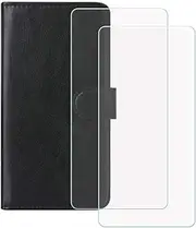 LCEHTOGYE Cover for Doro 8200 + 2 Slice HD Tempered Glass,Shell BracketBumper Protective Back Case - Anti-Scratch Screen Protector for Doro 8200 -Black