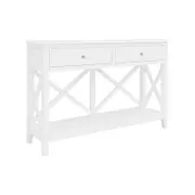 Daisy Console Hallway Entry Table 120cm Solid Acacia Timber Wood Hampton - White